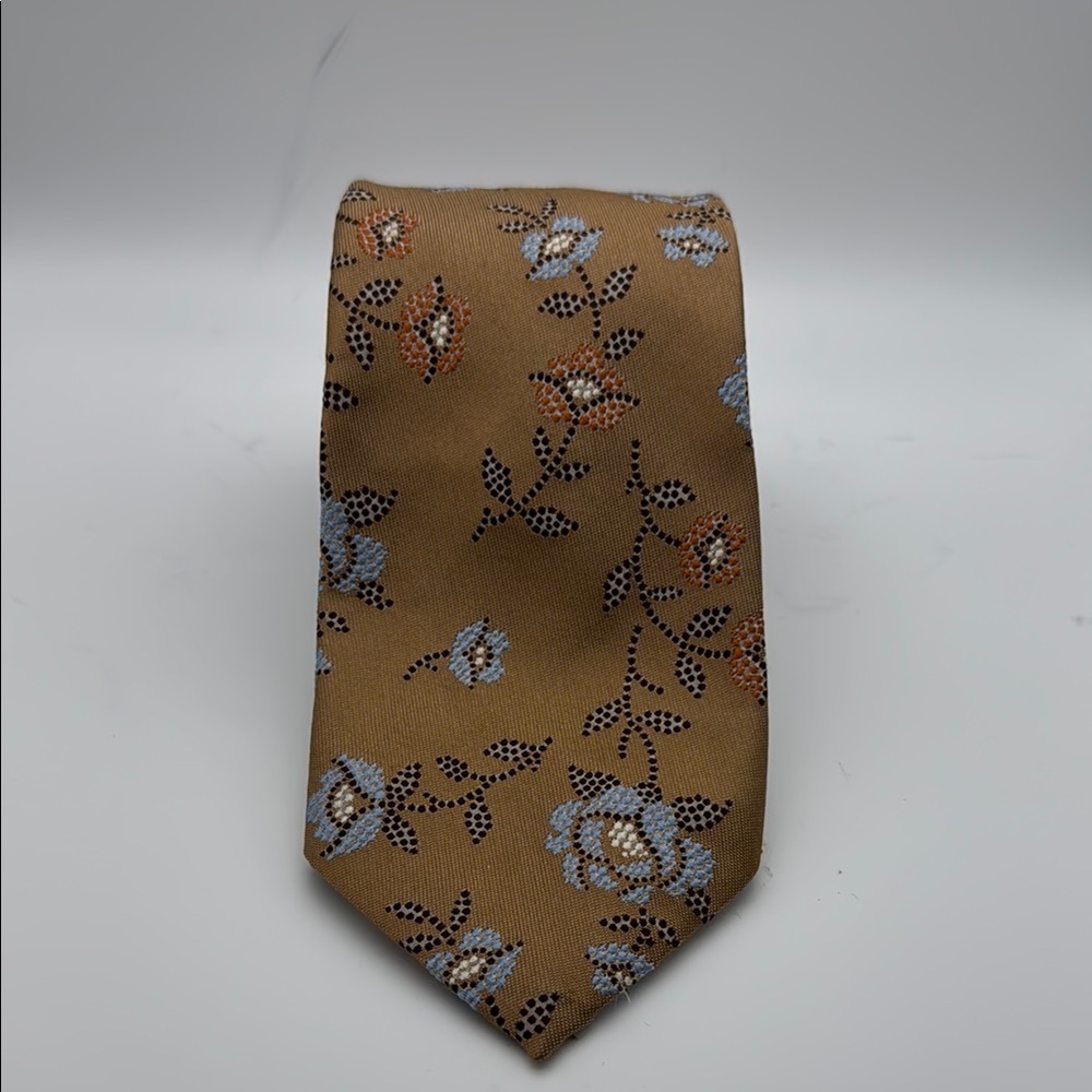 Dior Tan and Blue Floral Tie Jordan marsh company